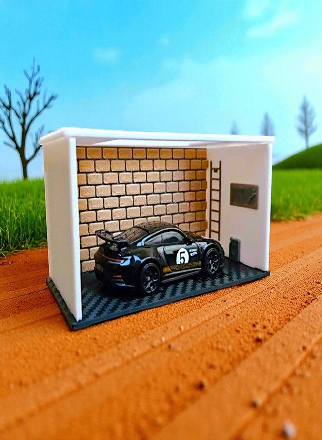 Sentosa Diecast Car Display Garage with Included Car, 1:64 Scale, Parking Shed, Plastic Diorama Accessory, Random Multicolour with 1 Random HotWhl Car Included - Image 1